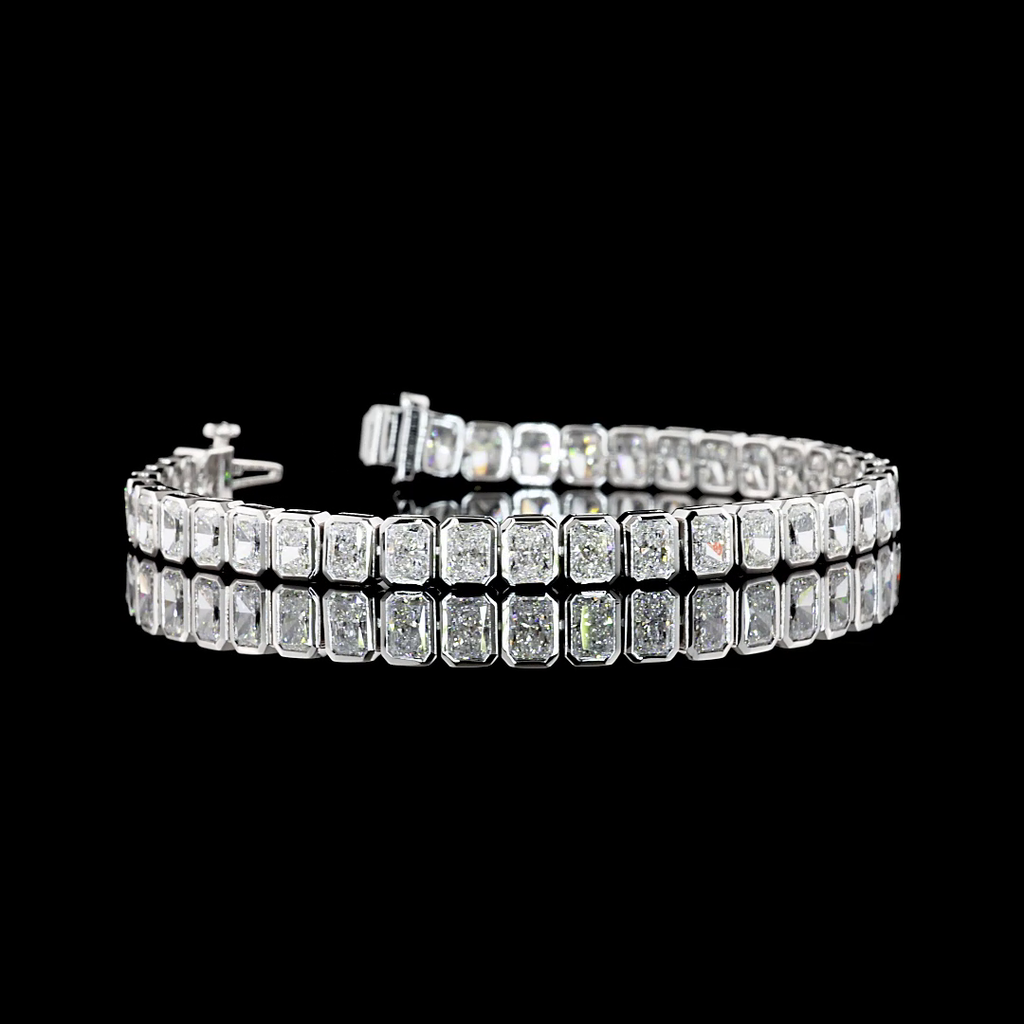 11.15 Cts 14k White Gold Radiant Shape Tennis Bracelet