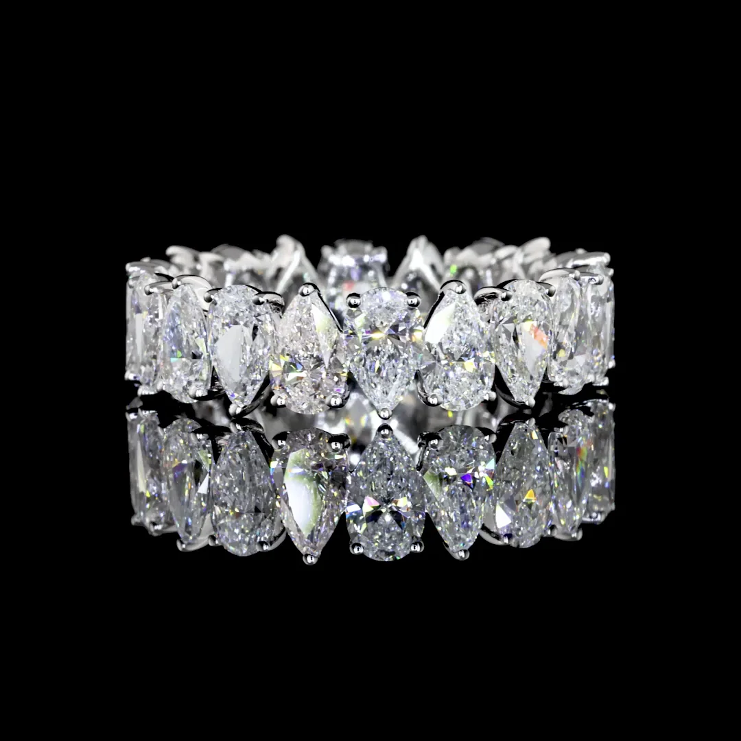 3.77 Cts 14k White Gold Pear Shape Eternity Band Eternity Band
