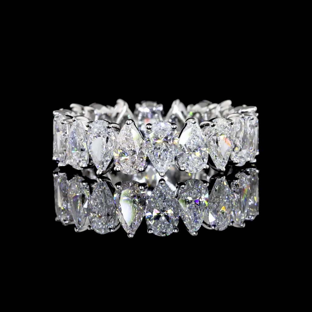 3.77 Cts 14k White Gold Pear Shape Eternity Band Eternity Band