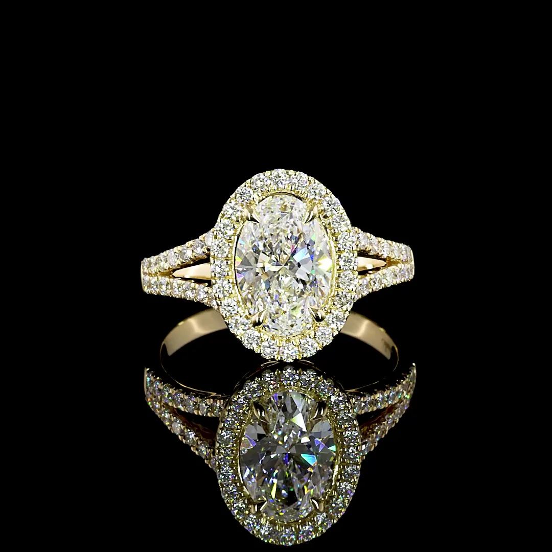 2.02 Cts 14k Yellow Gold Oval Shape Split Shank Ring