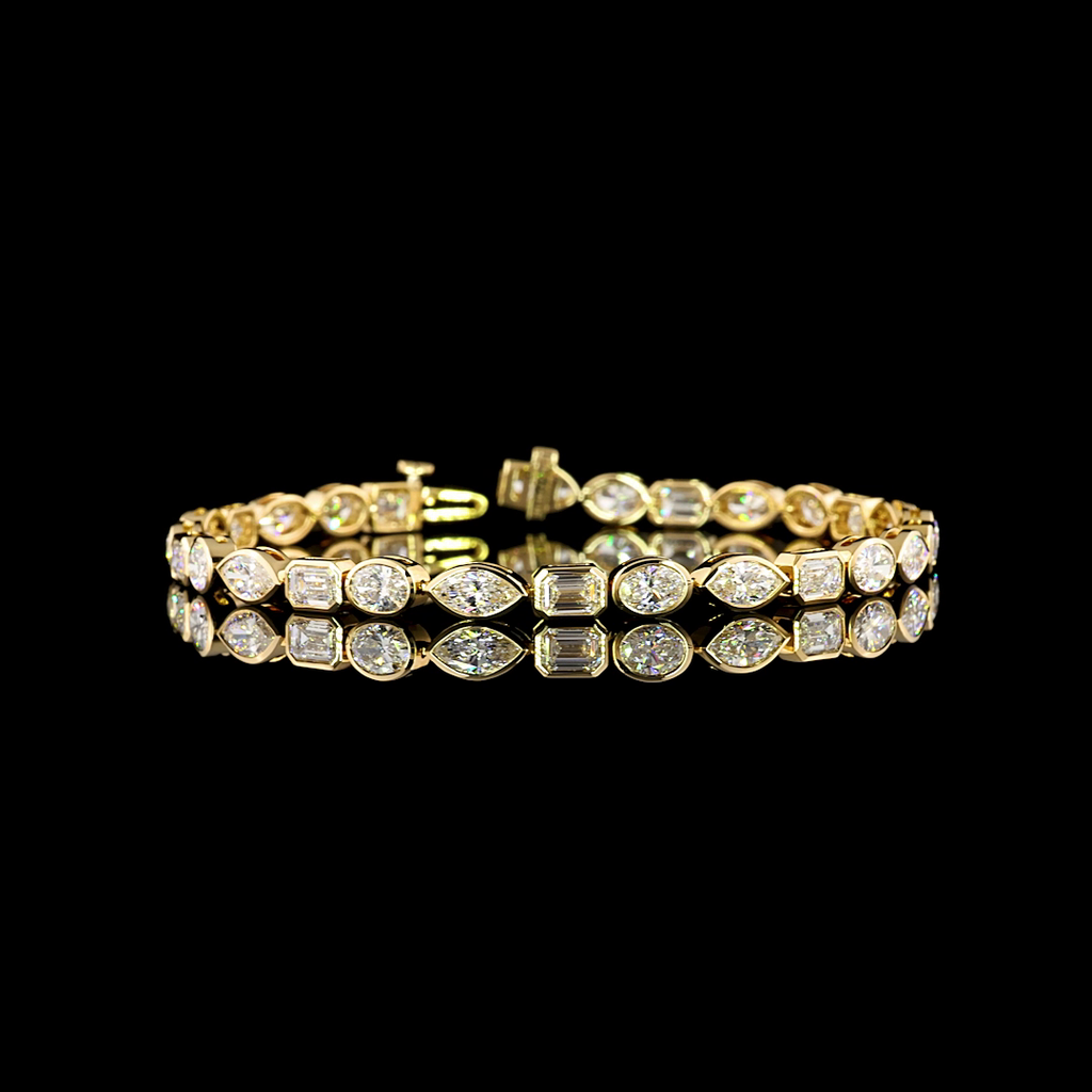 8.26 Cts 18k Yellow Gold Mix Shape Tennis Bracelet