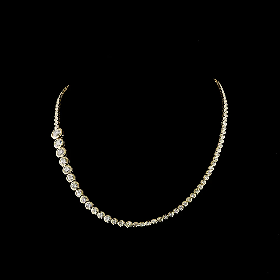 10.06 Cts 14k Yellow Gold Round Shape Riviera Necklace