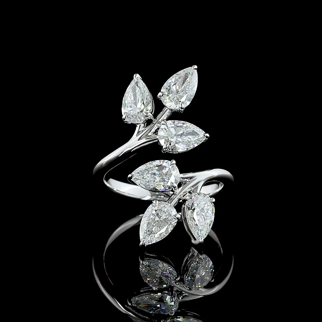 3.09 Cts 14k White Gold Pear Shape Special Ring