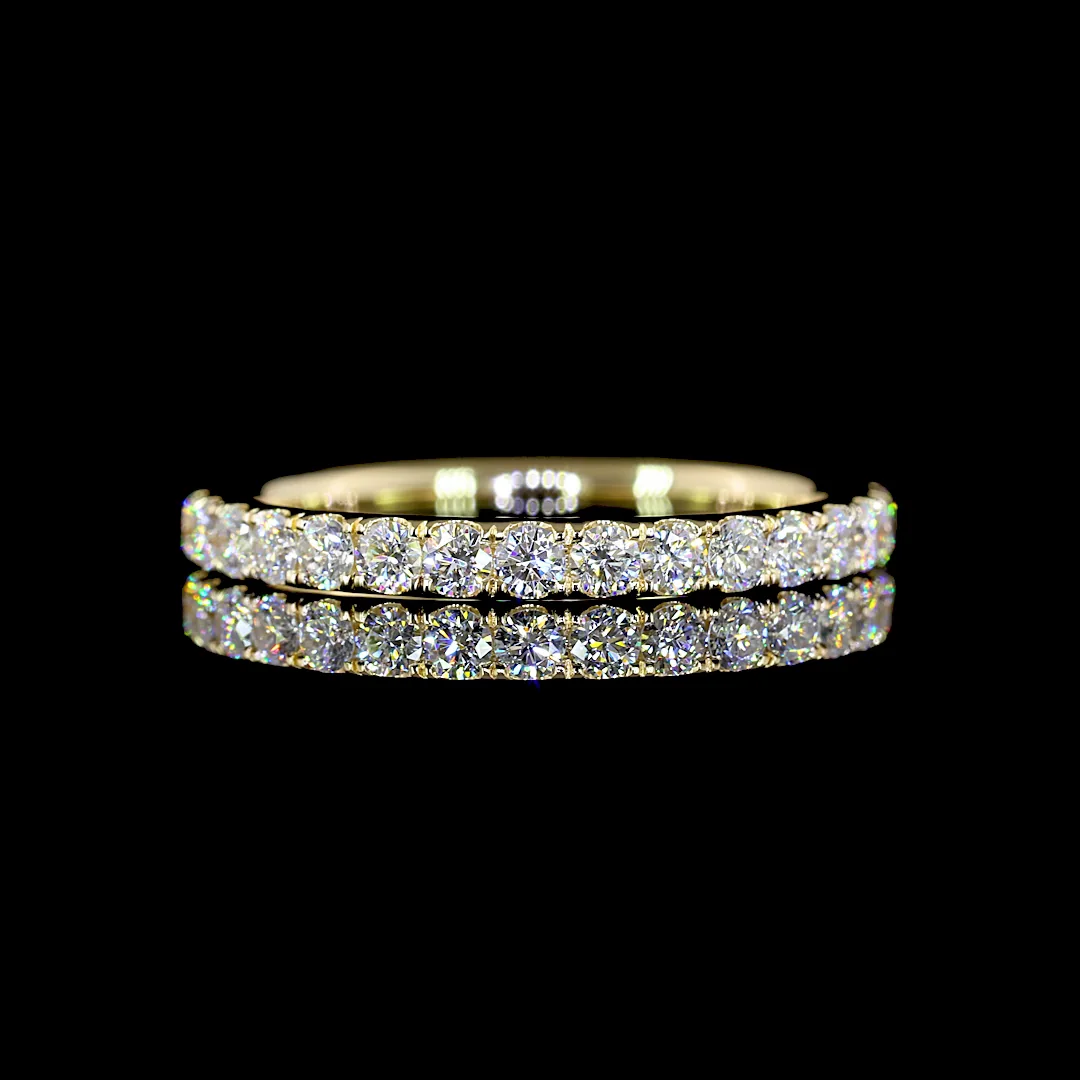 0.48 Cts 14k Yellow Gold Round Shape Half Eternity Eternity Band