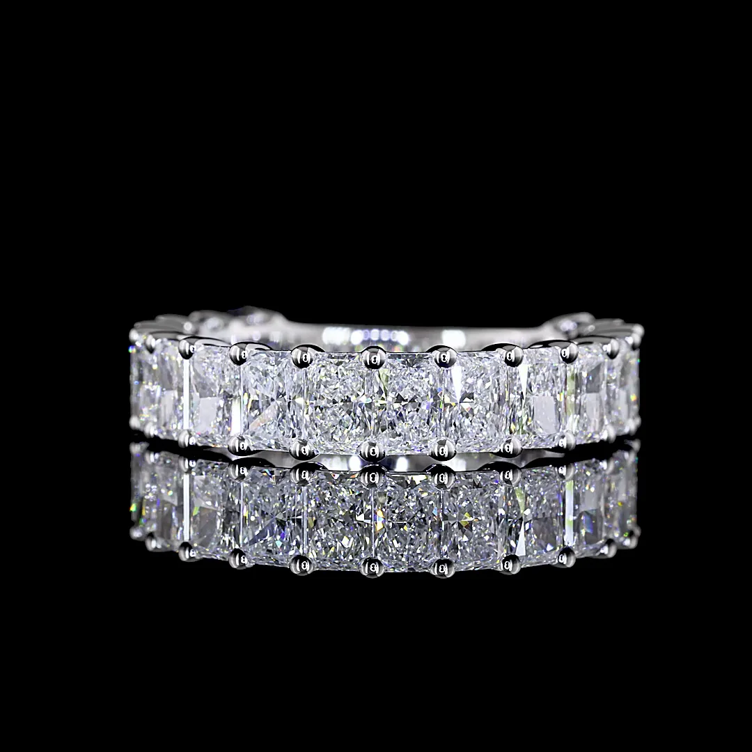 2.53 Cts 14k White Gold Radiant Shape 3/4 Band Eternity Band
