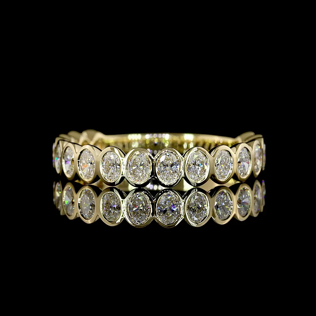 0.97 Cts 14k Yellow Gold Oval Shape 3/4 Band Eternity Band
