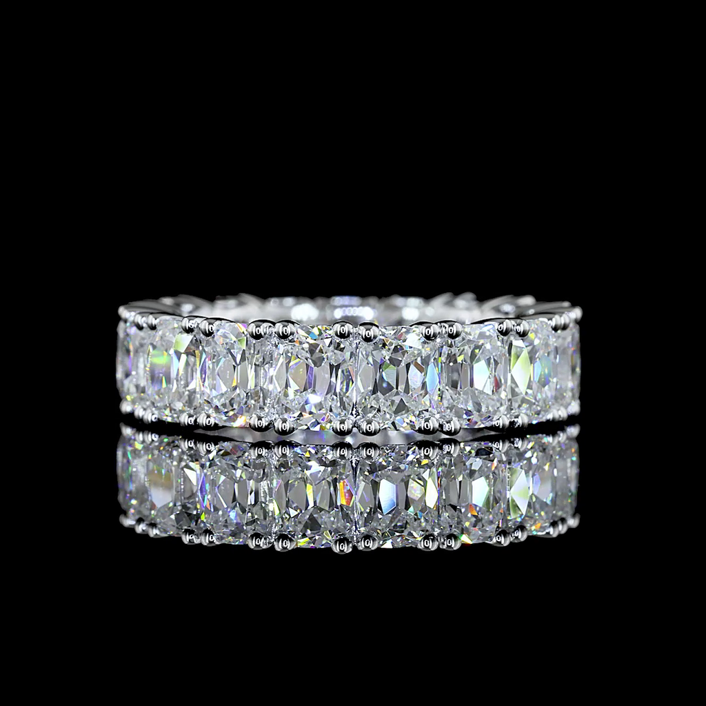 5.22 Cts 14k White Gold Antique Cushion Shape Eternity Band Eternity Band