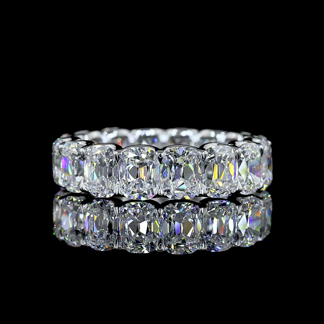 6.31 Cts 14k White Gold Antique Cushion Shape Eternity Band Eternity Band