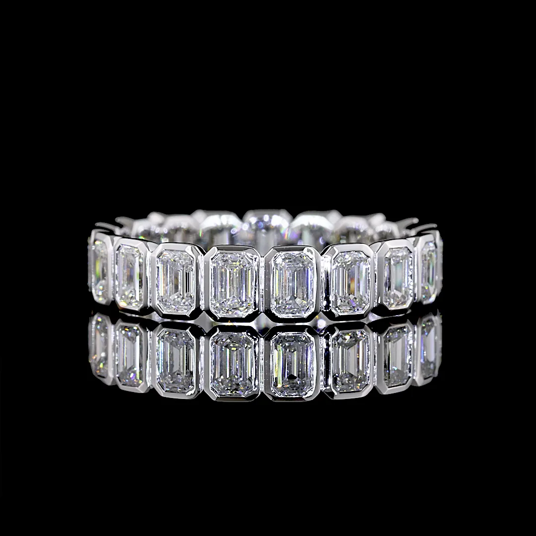 2.91 Cts 18k White Gold Emerald Shape Eternity Band Eternity Band