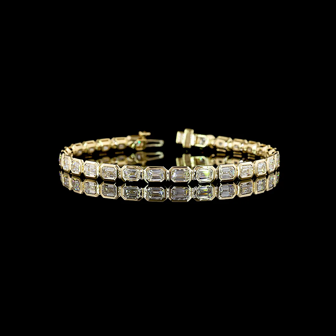 9.27 Cts 14k Yellow Gold Emerald Shape Tennis Bracelet