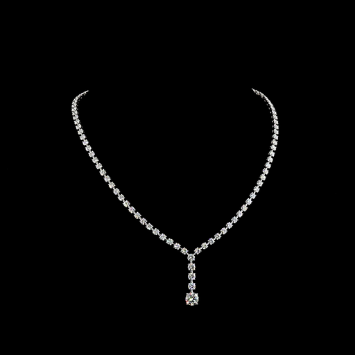[NK14WLTRD1150P] 11.75 Cts 14k White Gold Round Shape Lariat Necklace