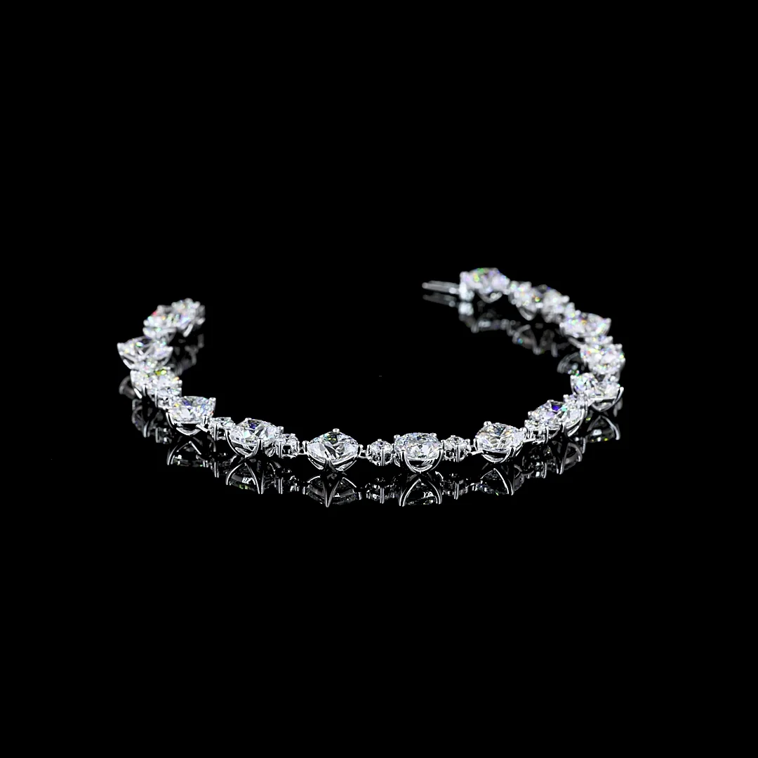 15.77 Cts 14k White Gold Mix Shape Station Line Tennis Bracelet