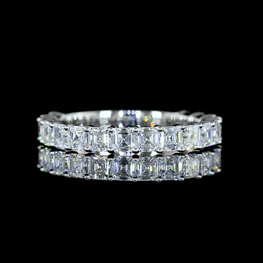 1.76 Cts Platinum Asscher Shape 3/4 Band Eternity Band