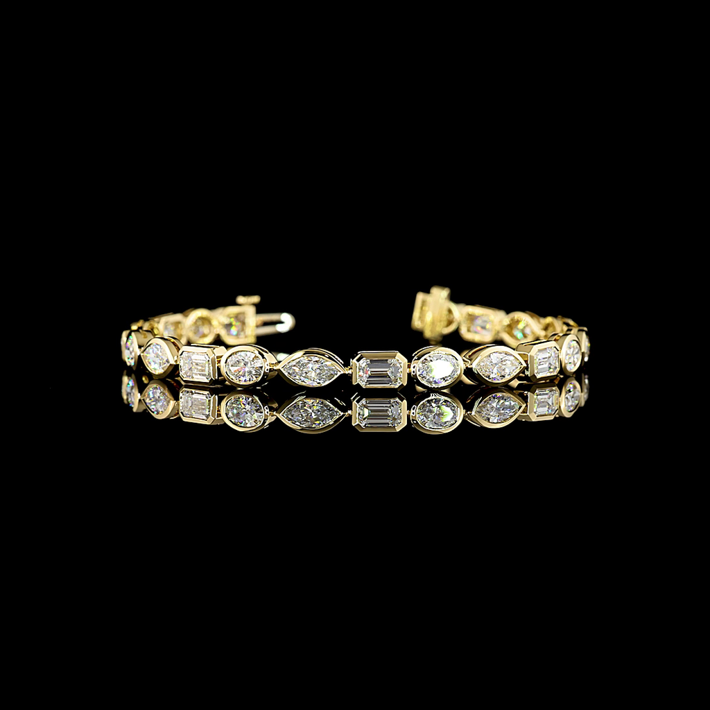 9.63 Cts 14k Yellow Gold Mix Shape Tennis Bracelet