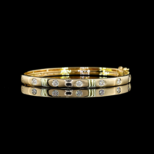 [BC14YBGRD60F] 0.68 Cts 14k Yellow Gold Round Shape Bangles Bracelet