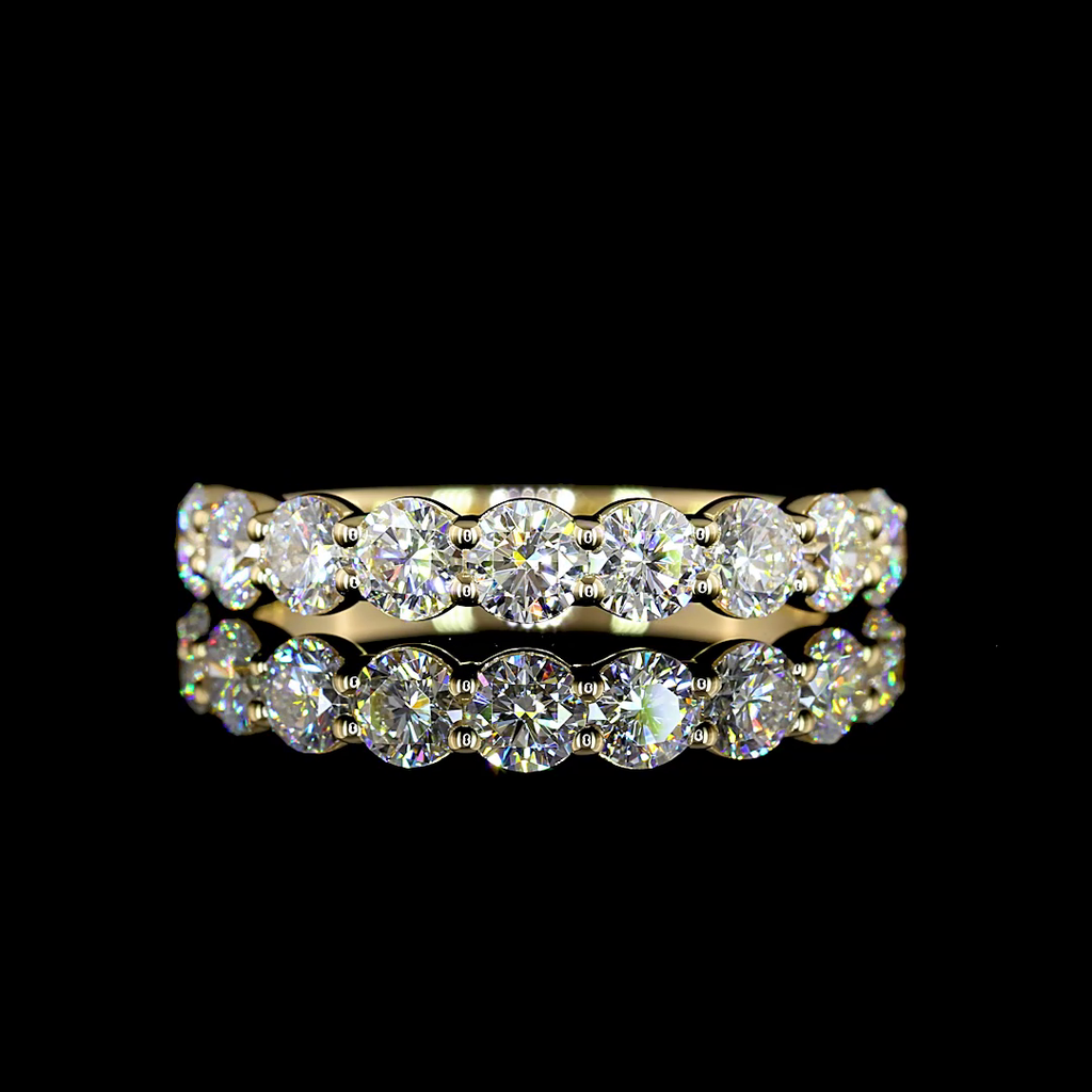0.98 Cts 14k Yellow Gold Round Shape Half Eternity Eternity Band