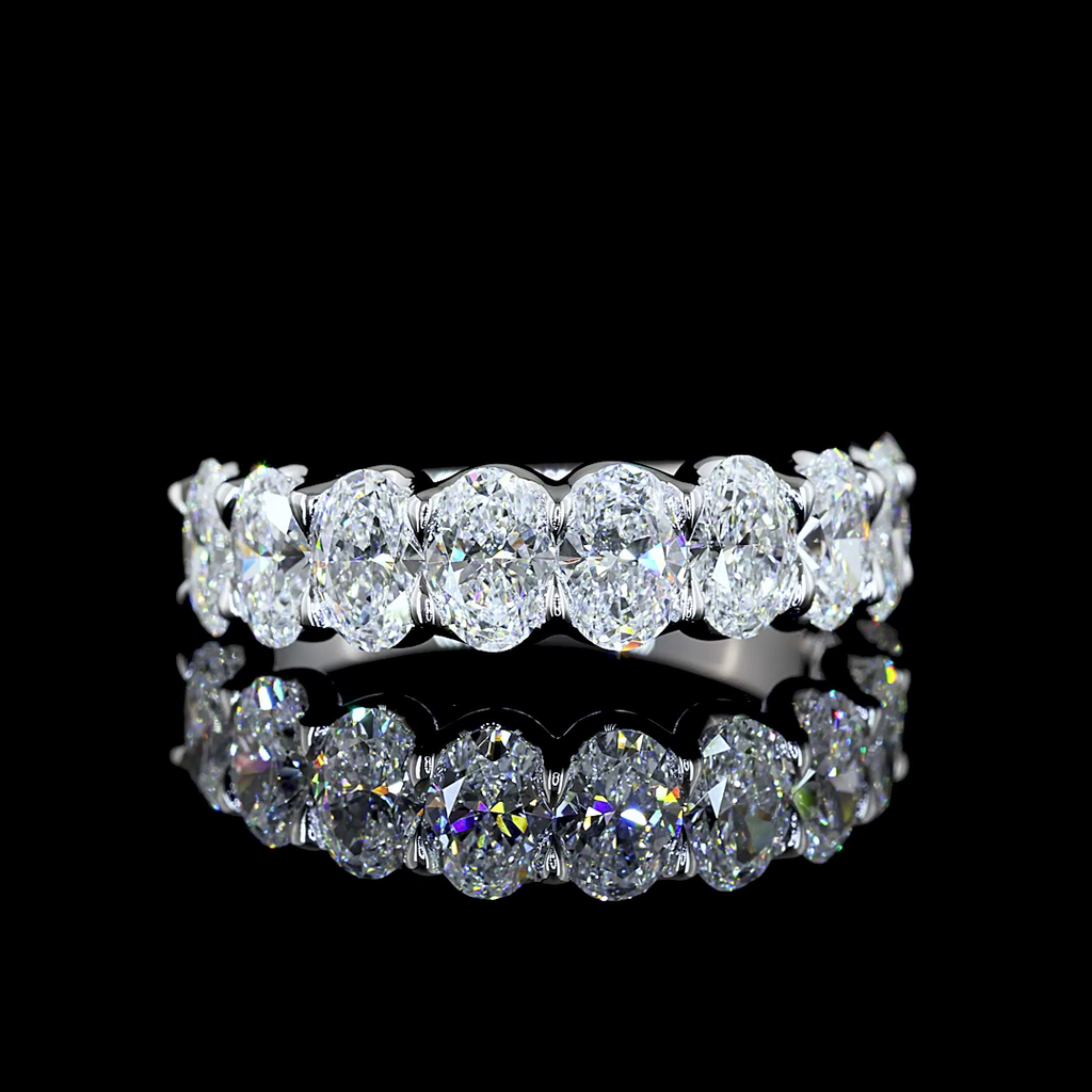 3 Cts 14k White Gold Oval Shape Half Eternity Eternity Band