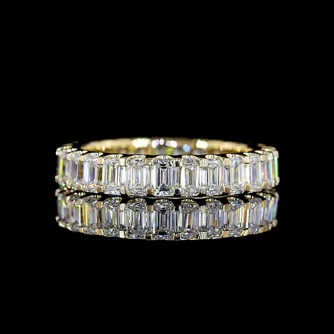 2.74 Cts 14k Yellow Gold Emerald Shape Half Eternity Eternity Band