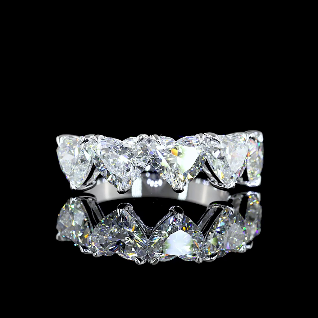 4.06 Cts 14k White Gold Heart Shape 5 Stones Eternity Band