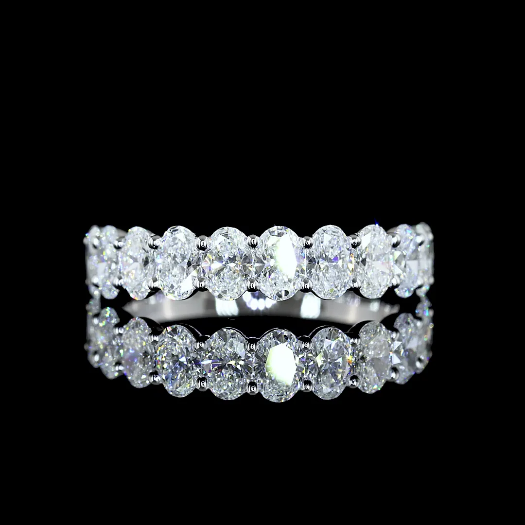 1.49 Cts 14k White Gold Oval Shape Half Eternity Eternity Band