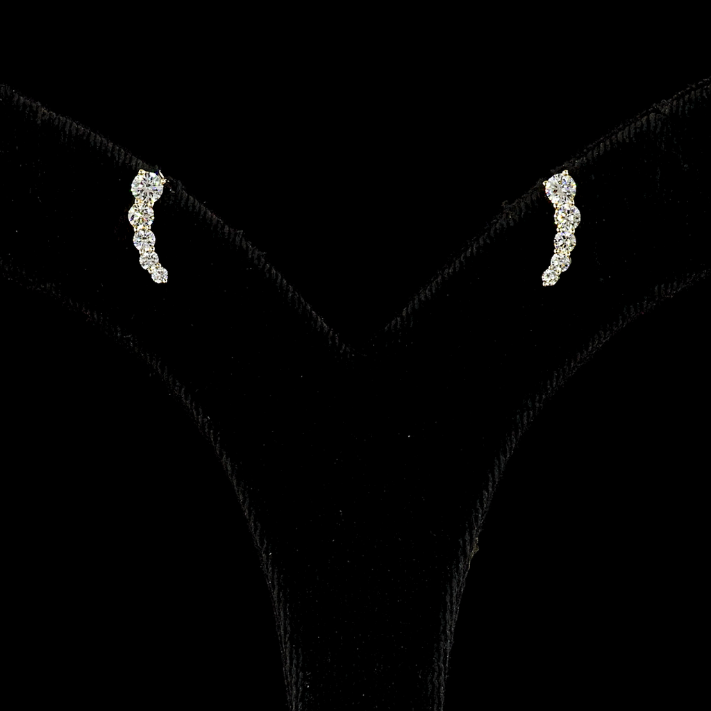 0.48 Cts 14k Yellow Gold Round Shape Crawler Earring