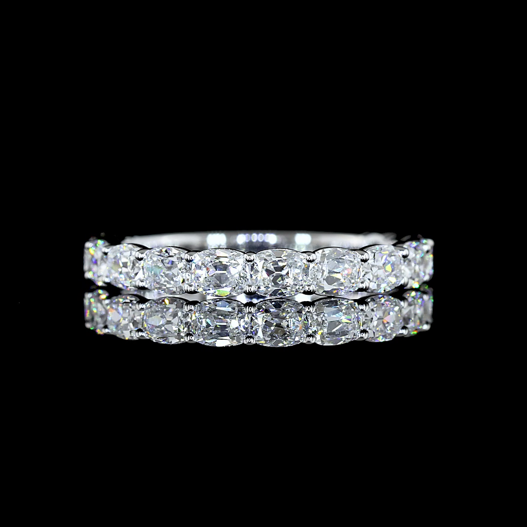 1.47 Cts 14k White Gold Antique Cushion Shape 3/4 Band Eternity Band