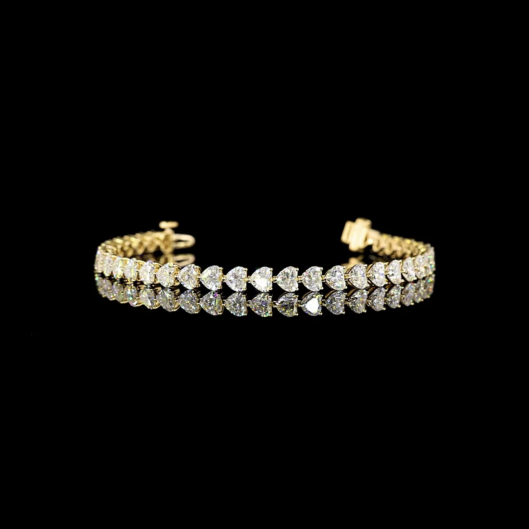 8.73 Cts 14k Yellow Gold Heart Shape Tennis Bracelet