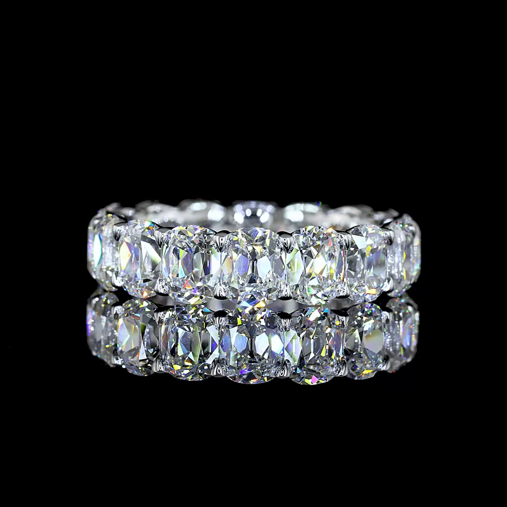 7.27 Cts 14k White Gold Antique Cushion Shape Eternity Band Eternity Band