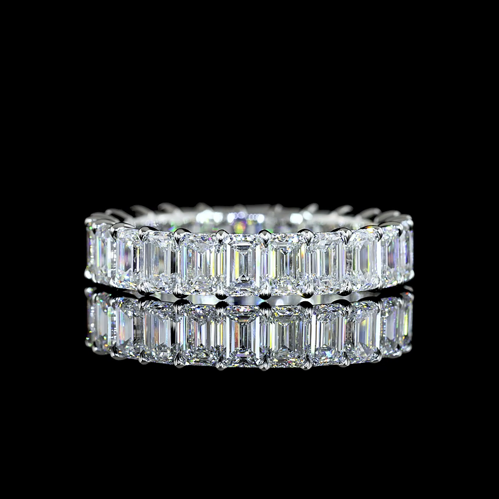 5.15 Cts Platinum Emerald Shape Eternity Band Eternity Band