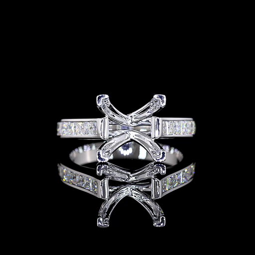 [RG14WSDS_70P] 0.7 Cts 14k White Gold Shape Solitaire Diamond Shank Ring