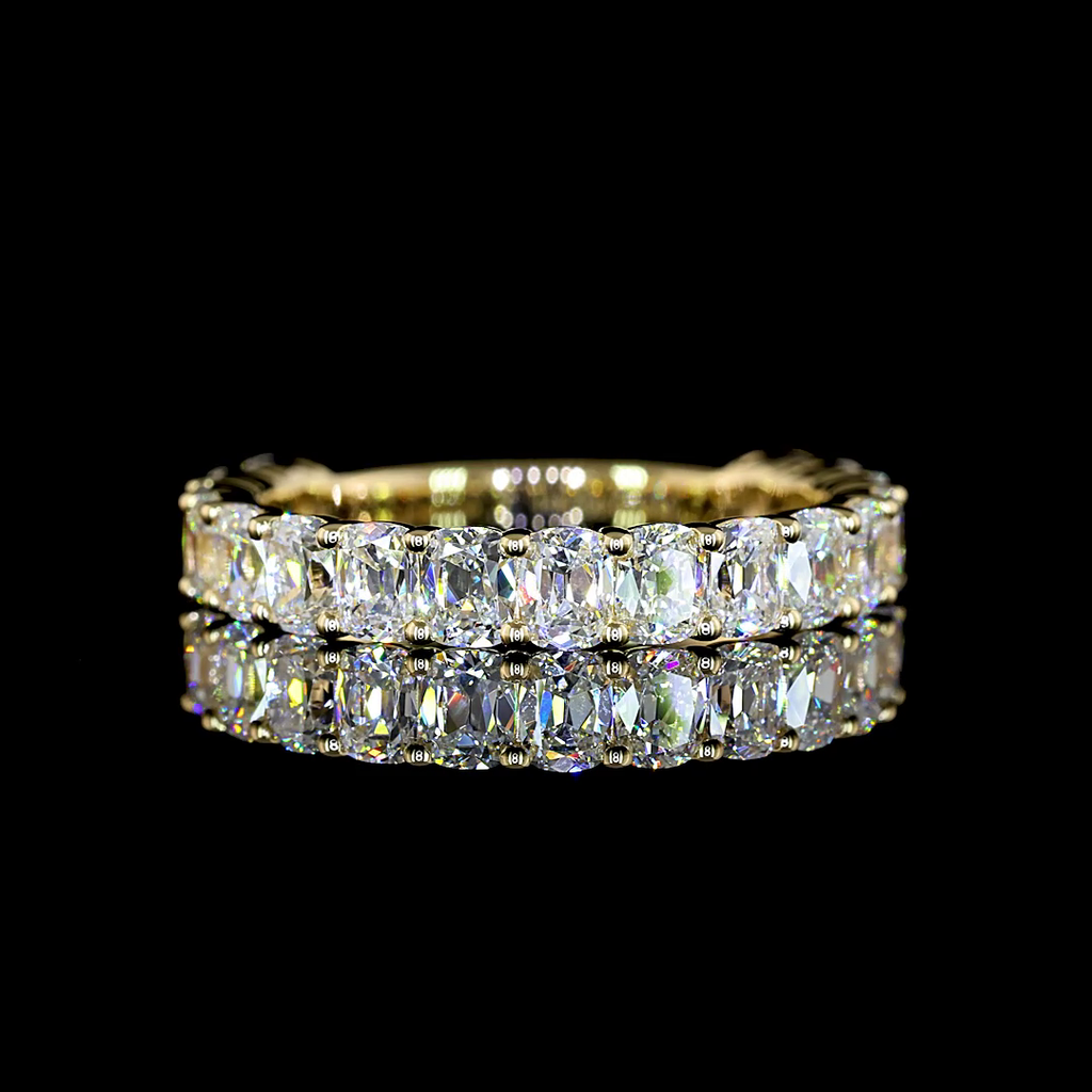 1.85 Cts 14k Yellow Gold Antique Cushion Shape 3/4 Band Eternity Band