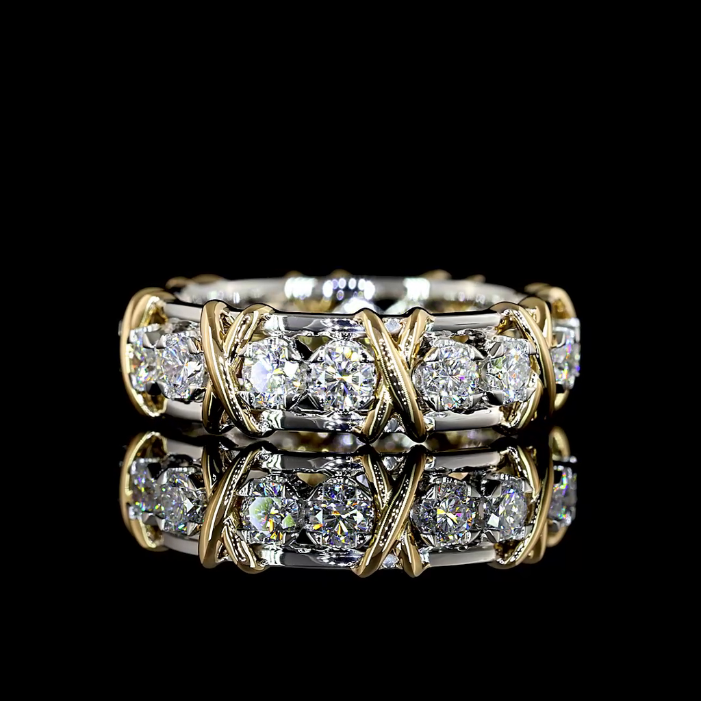 1.32 Cts 18k Yellow Gold - Platinum Round Shape Special Eternity Band
