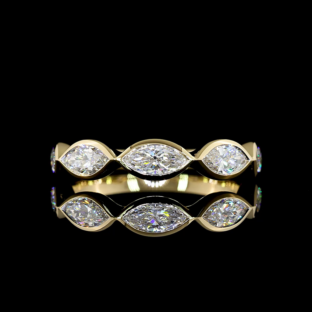 1.04 Cts 14k Yellow Gold Marquise Shape 5 Stones Eternity Band