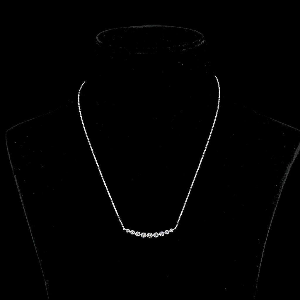 2.01 Cts 14k White Gold Round Shape Riviera Pendant