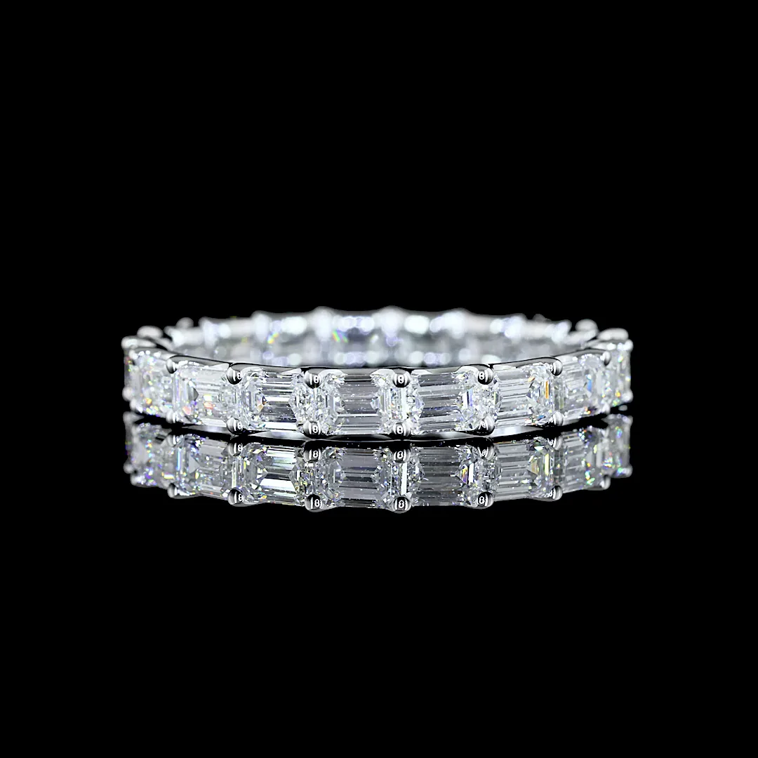 2.23 Cts 14k White Gold Emerald Shape Eternity Band Eternity Band
