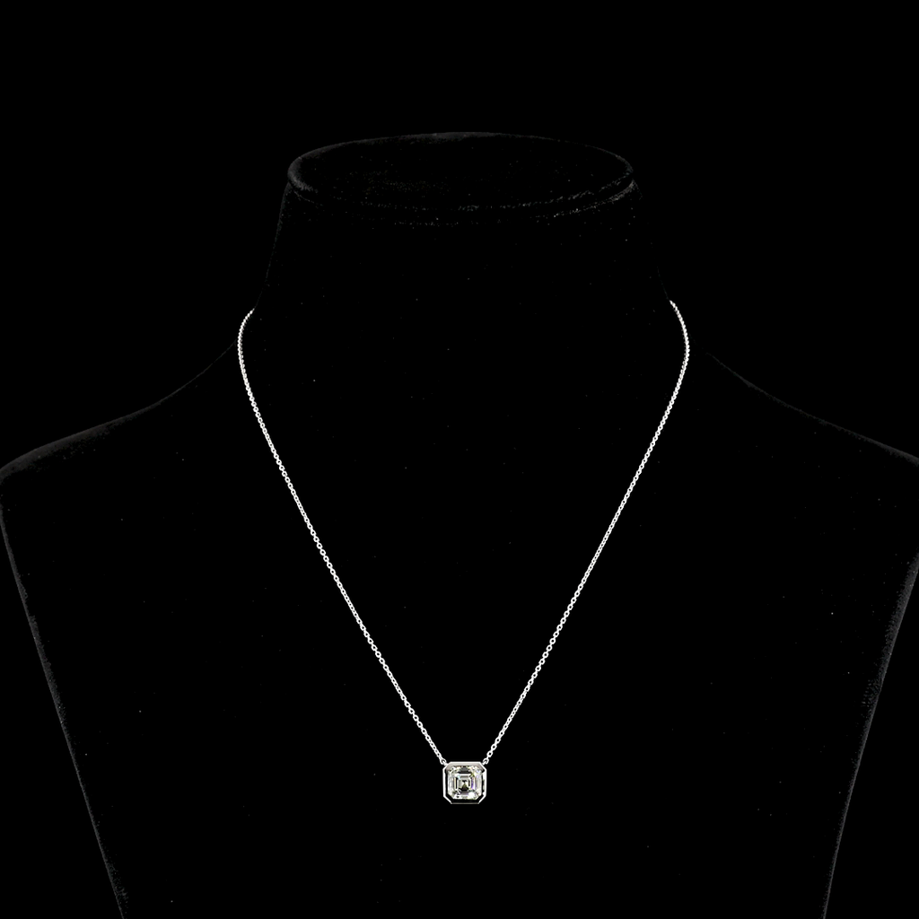 2.26 Cts 14k White Gold Asscher Shape Solitaire Pendant