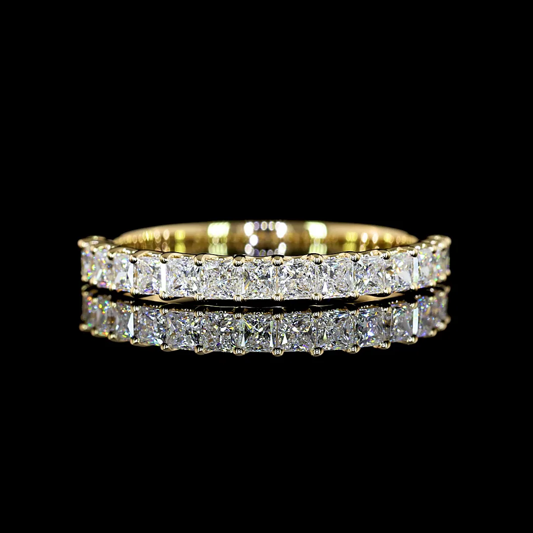 1.07 Cts 14k Yellow Gold Princess Shape Half Eternity Eternity Band