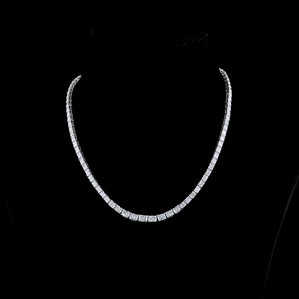 19.21 Cts 14k White Gold Radiant Shape Riviera Necklace