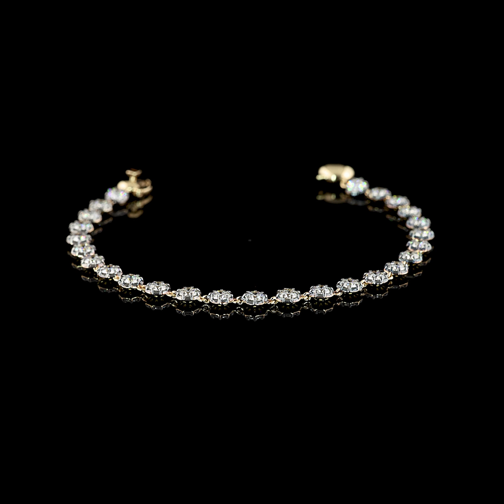 3.84 Cts 14k Yellow Gold Round Shape Tennis Bracelet