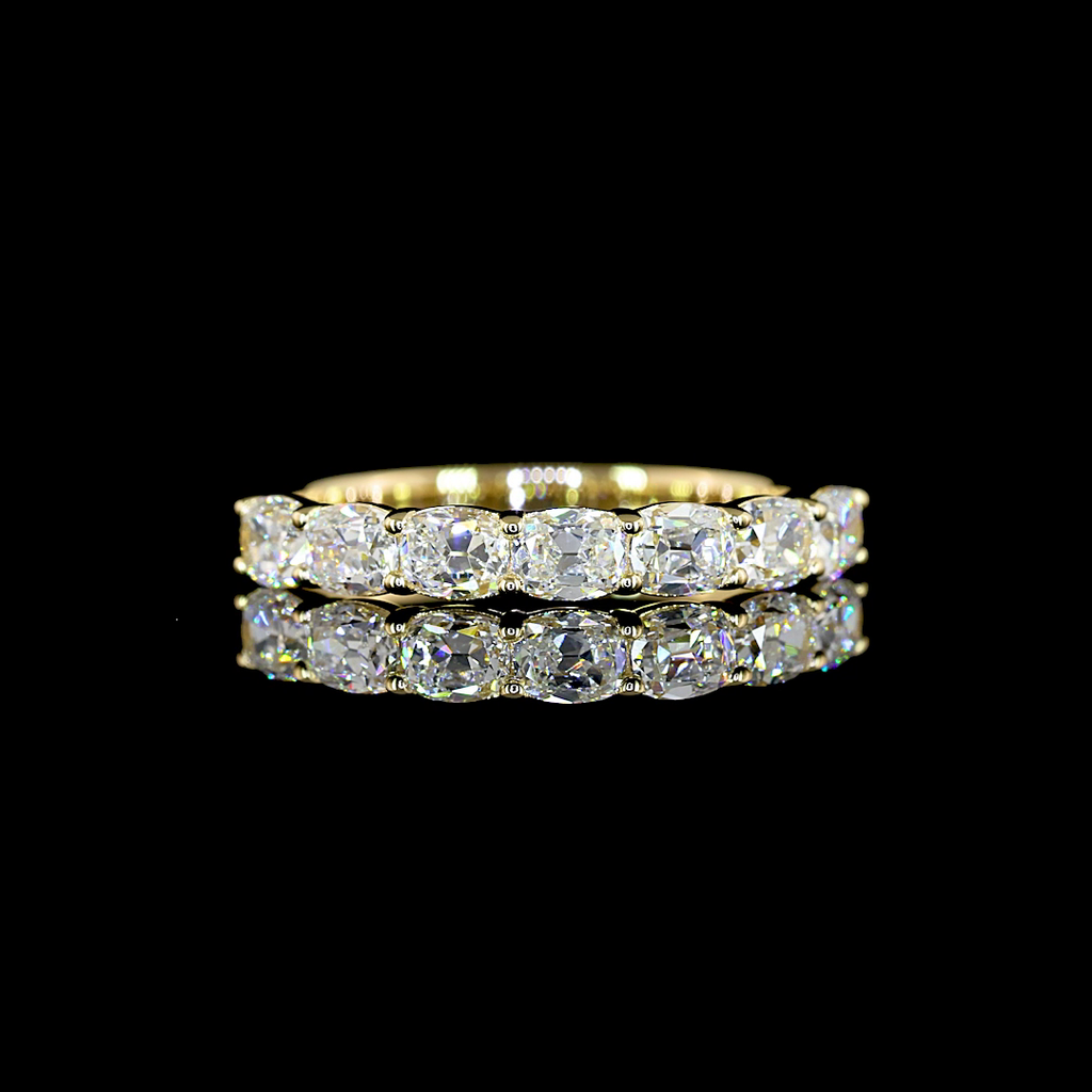 0.75 Cts 14k Yellow Gold Antique Cushion Shape 7 Stones Eternity Band