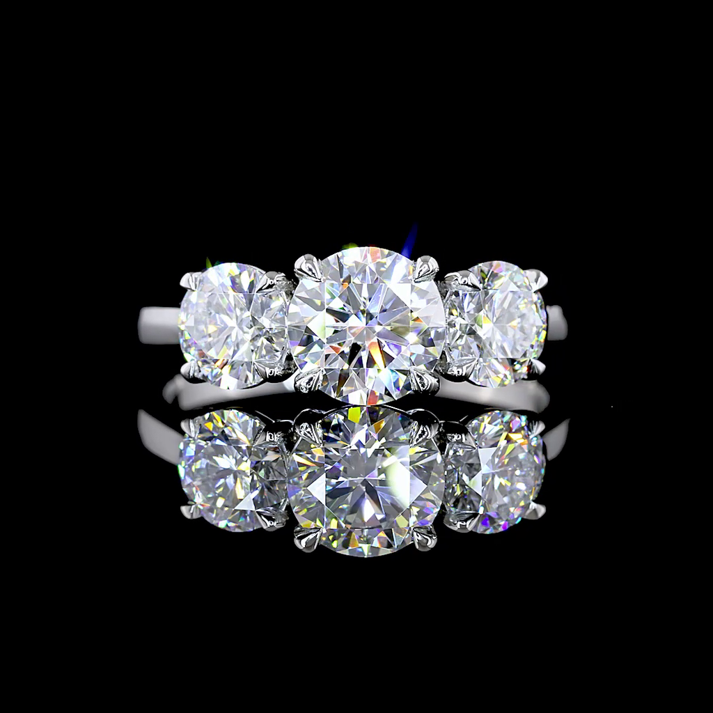 2.11 Cts Platinum Round Shape 3 Stones Ring