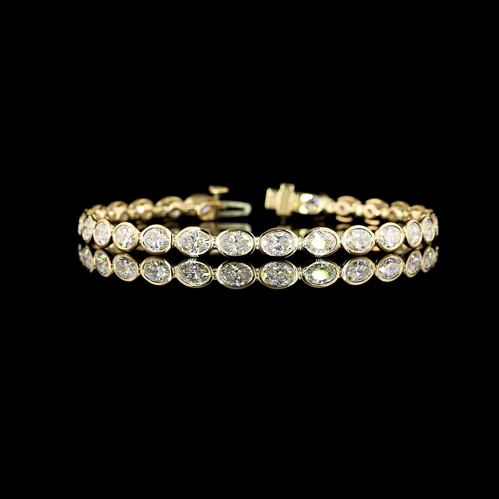 8.19 Cts 14k Yellow Gold Oval Shape Tennis Bracelet