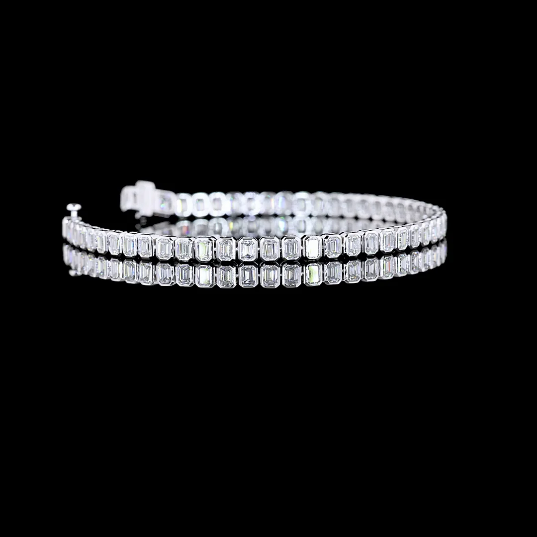 5 Cts 14k White Gold Emerald Shape Tennis Bracelet
