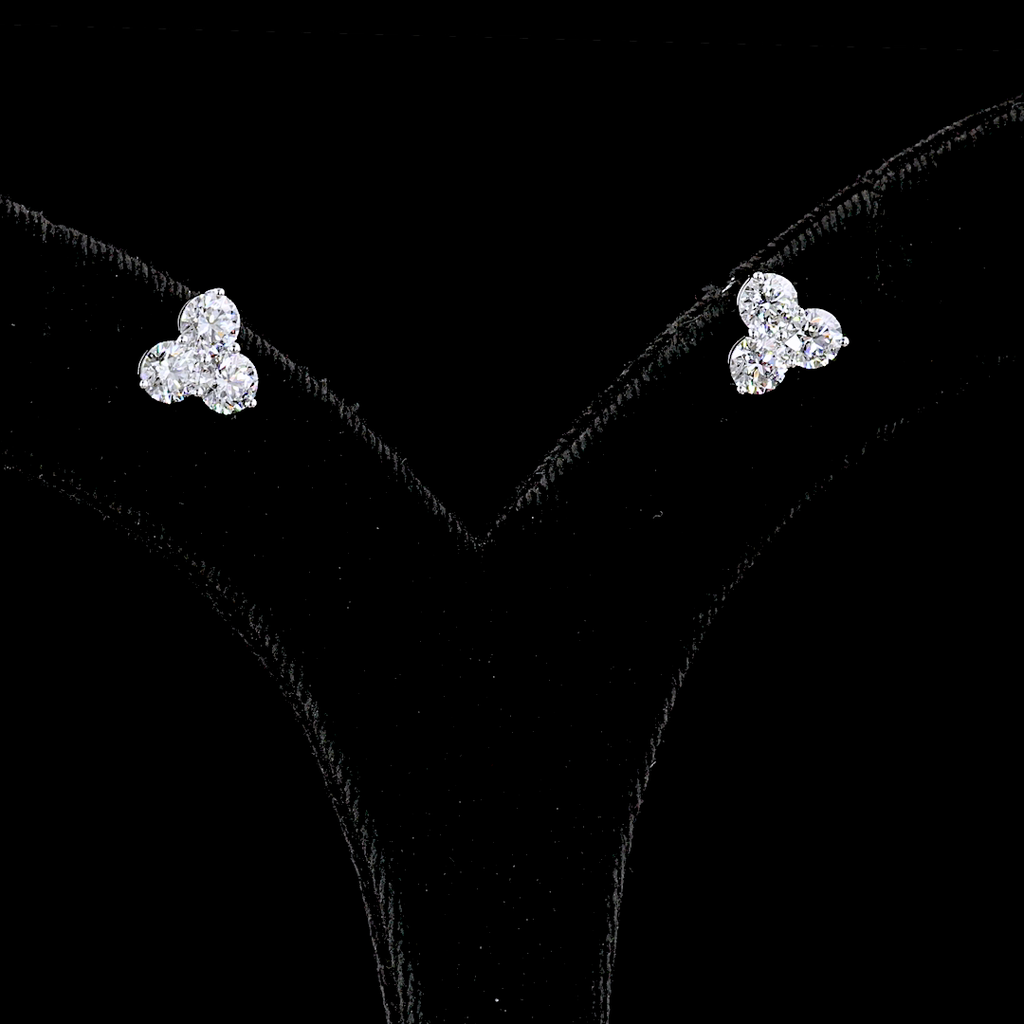 1.9 Cts 14k White Gold Round Shape Studs Earring