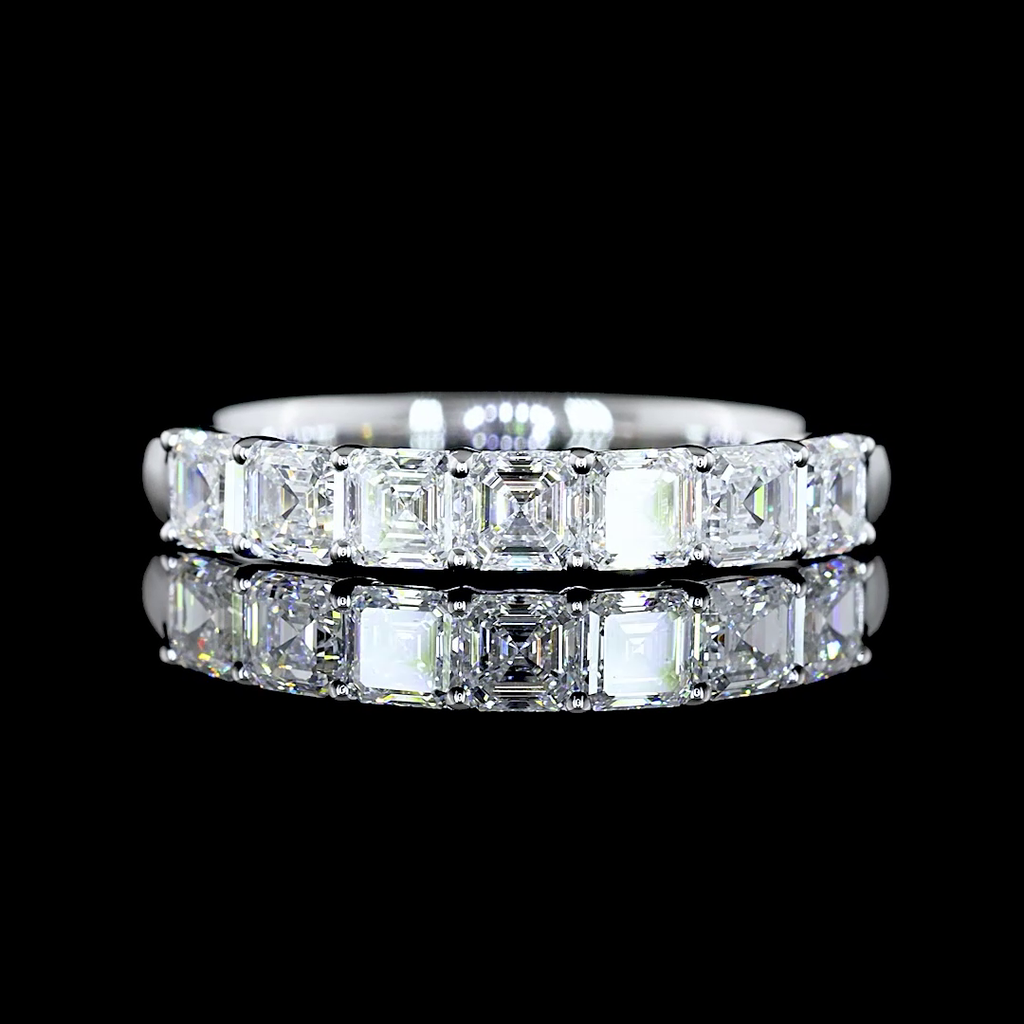 1.05 Cts 14k Yellow Gold Asscher Shape 7 Stones Eternity Band