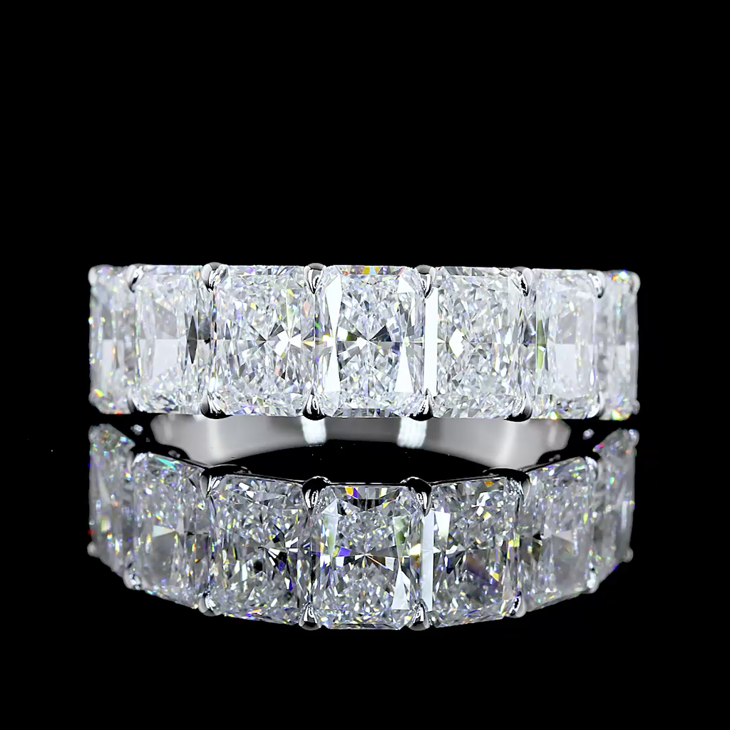3.98 Cts 14k White Gold Radiant Shape 7 Stones Eternity Band