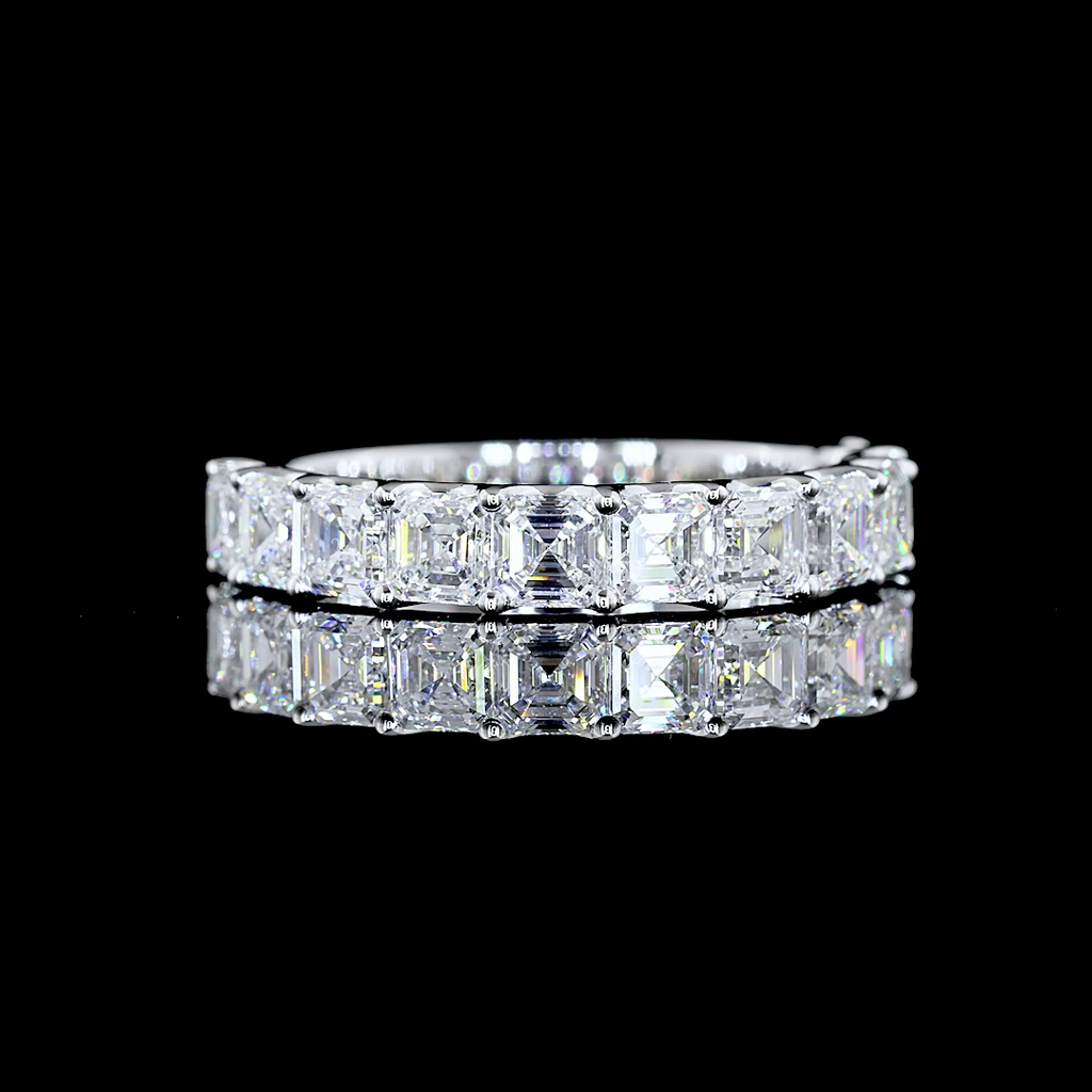 2.01 Cts 14k White Gold Asscher Shape Half Eternity Eternity Band