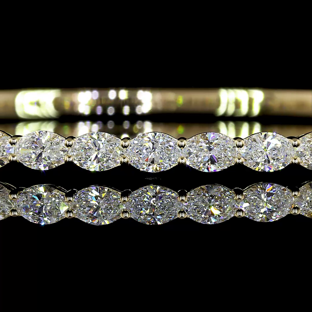 2.7 Cts 14k Yellow Gold Oval Shape Bangles Bracelet