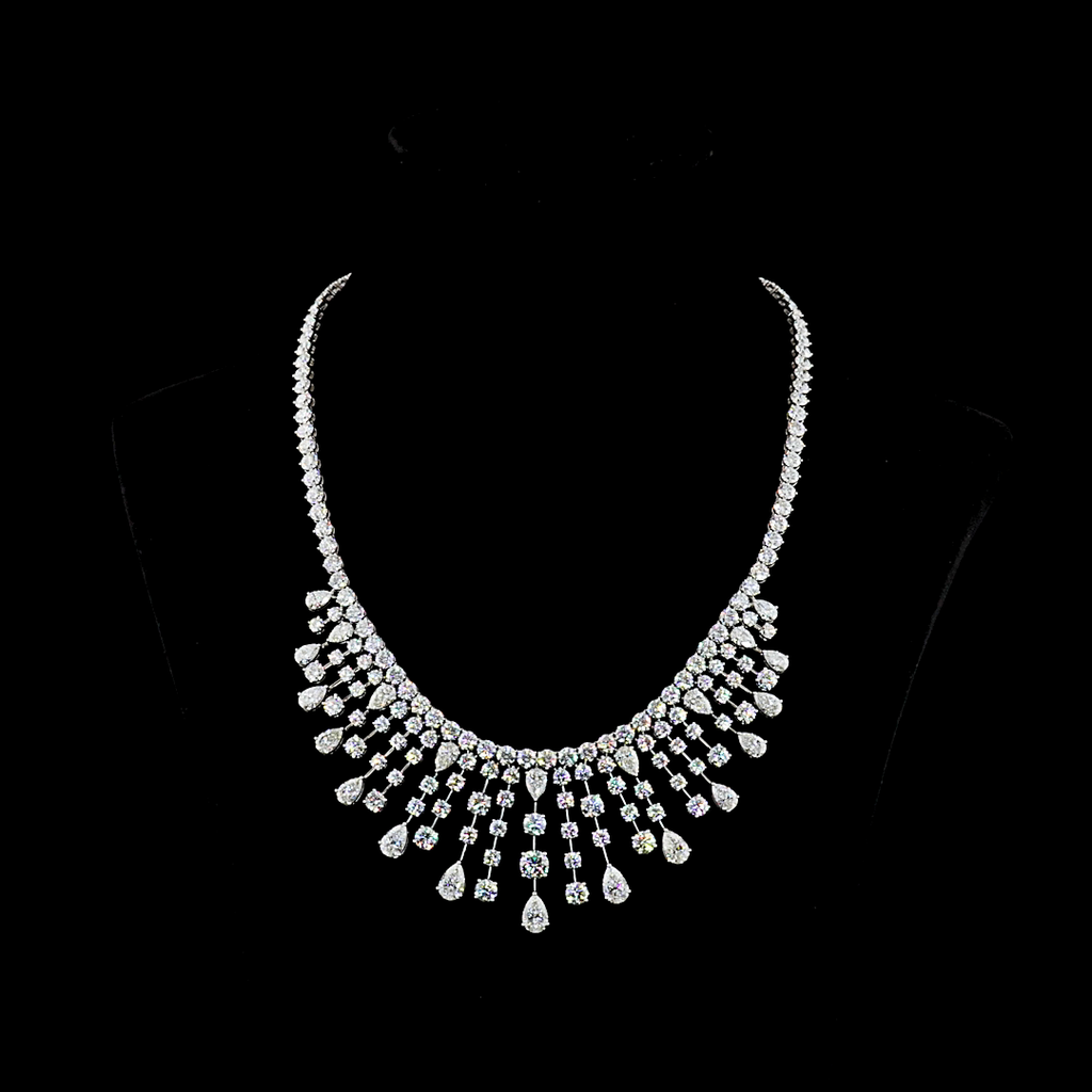 55.85 Cts 14k White Gold Round Shape Special Necklace