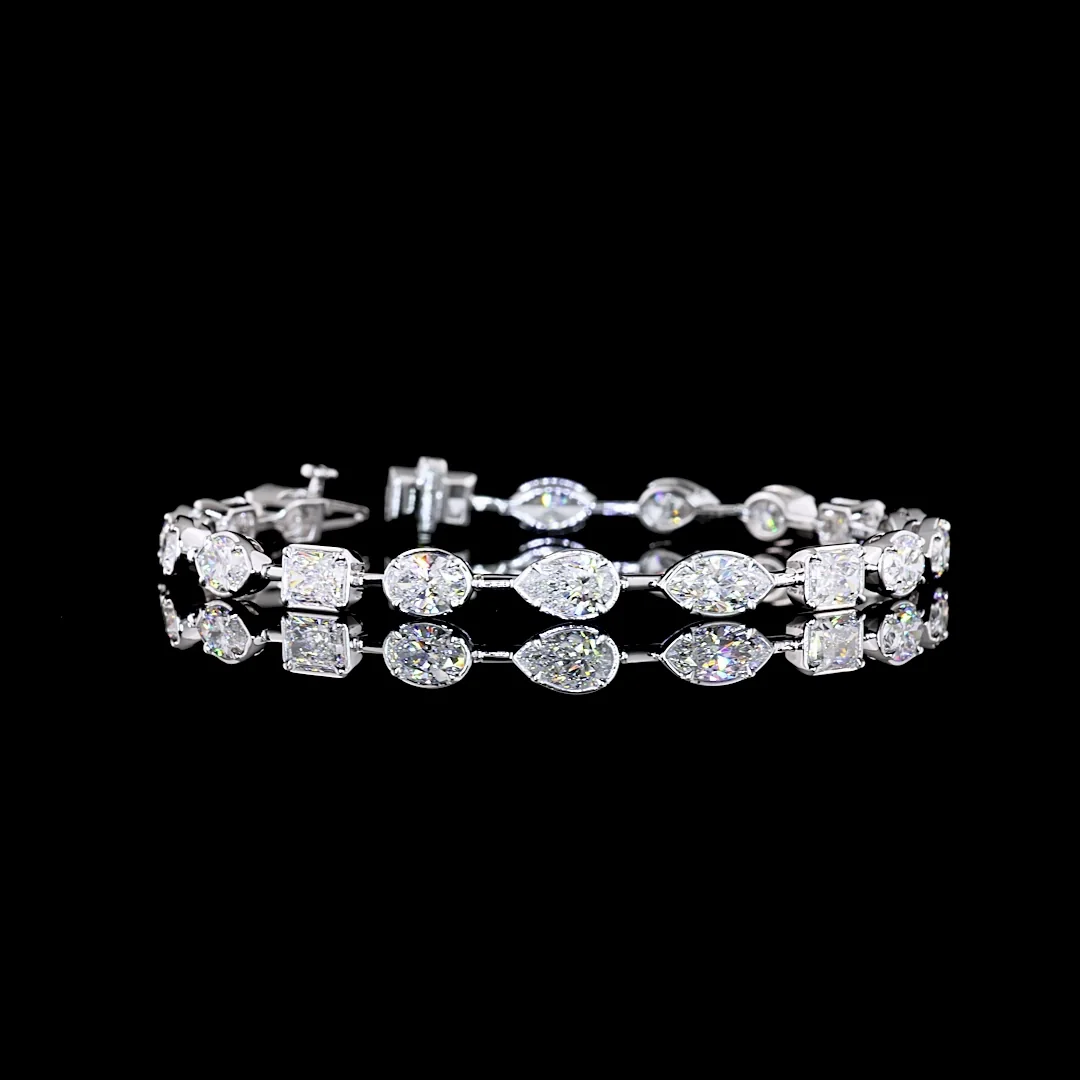 9.23 Cts 14k White Gold Mix Shape Station Bracelet